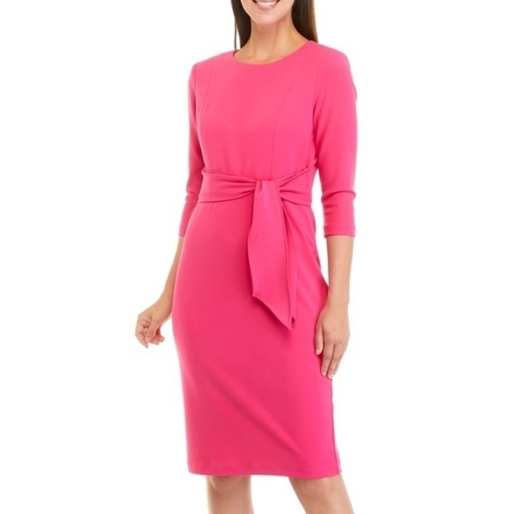 Adrianna‎ Papell - Pink Knit Crepe Sheath Dress
